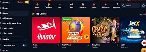 TopX casibo games section