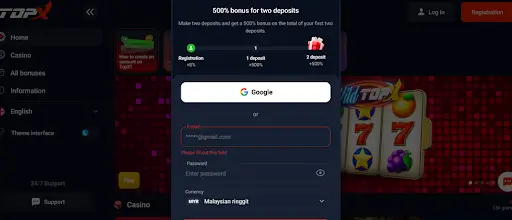 TopX official website registration form